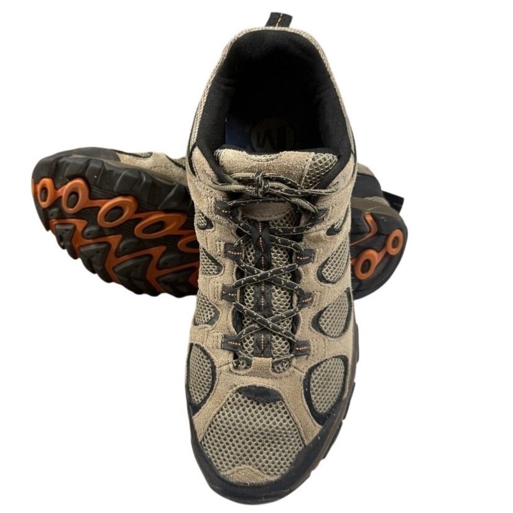 Merrell Mens Hiking Shoes Tan Brown Suede Mesh Low Top Trail Sneakers Sz 12
